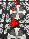 Chrome Hearts Fleur Red Silichrome Necklace