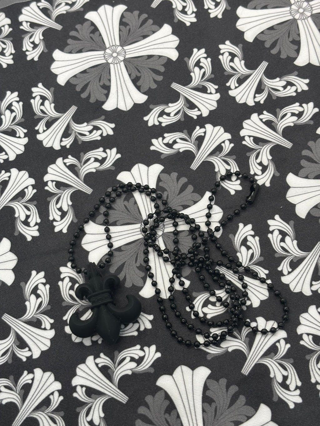 Chrome Hearts Black Fleur Silichrome Necklace