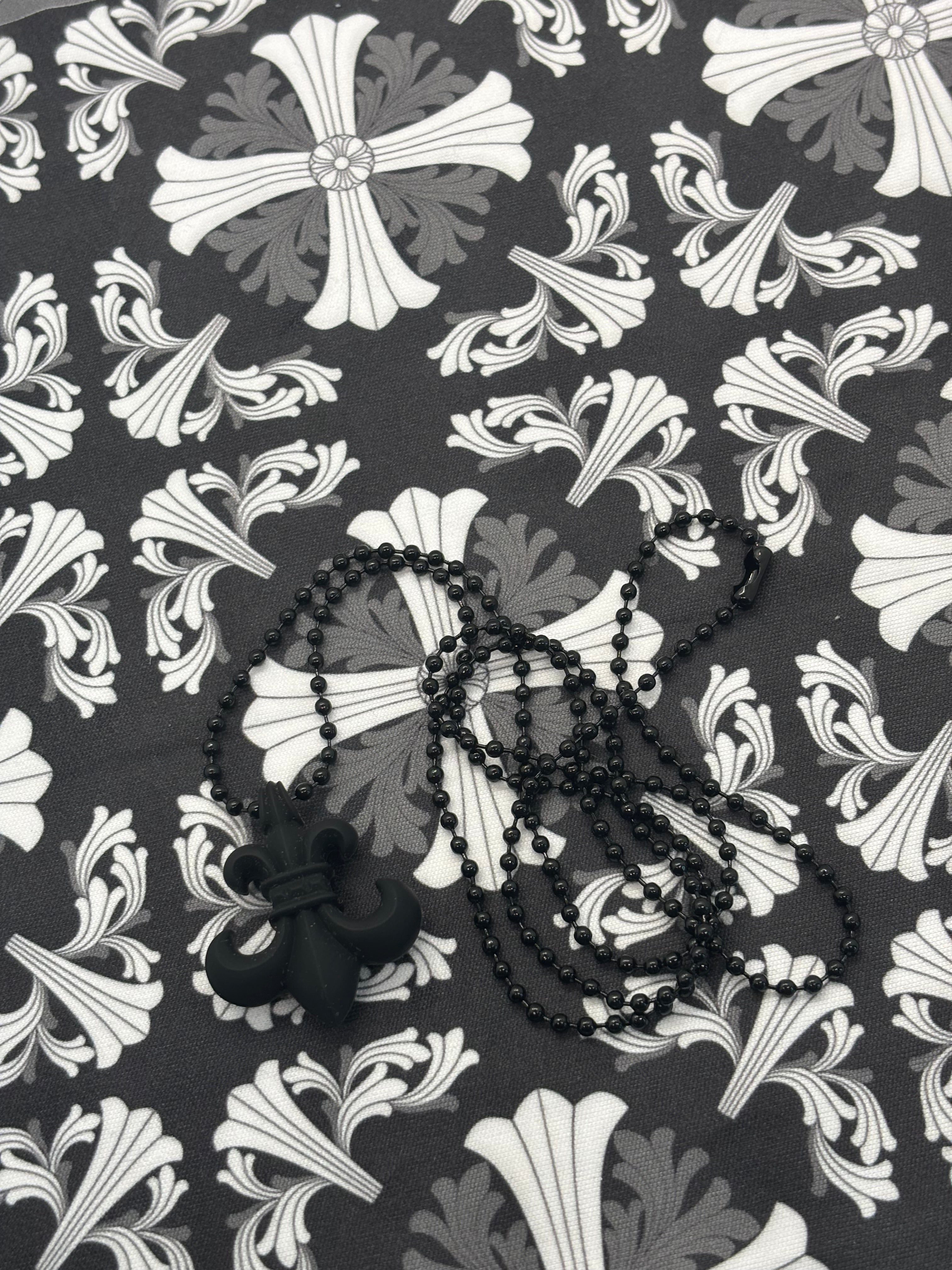 Chrome Hearts Black Fleur Silichrome Necklace