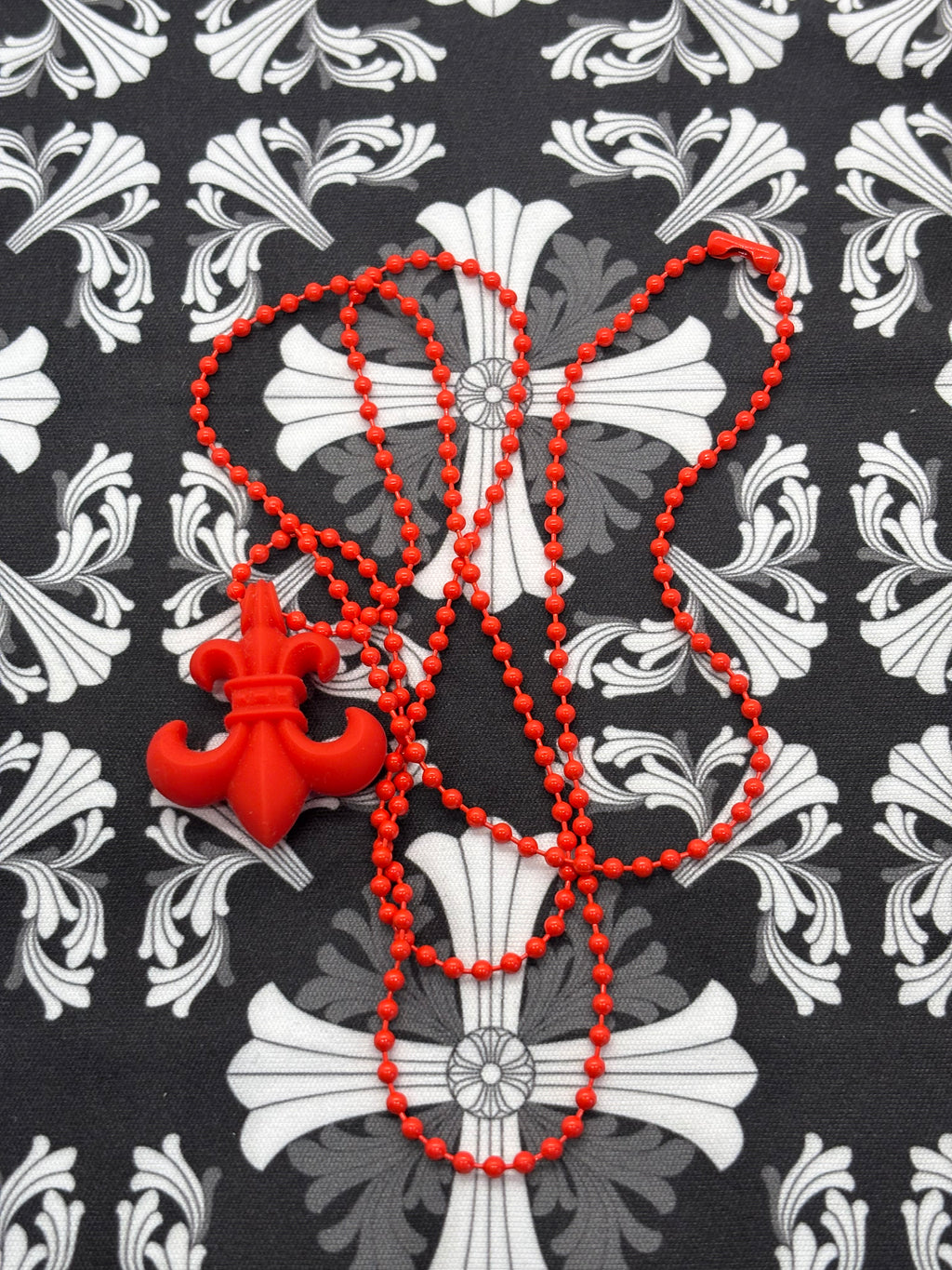 Chrome Hearts Fleur Red Silichrome Necklace