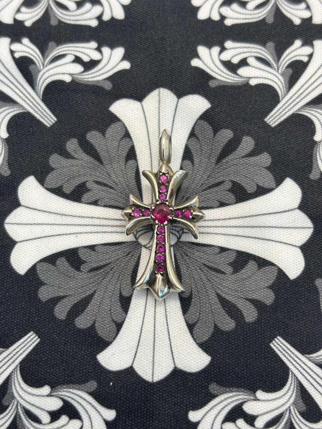 Chrome Hearts Pink Sapphire Tiny Cross