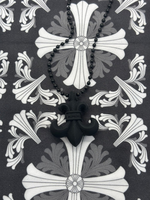 Chrome Hearts Black Fleur Silichrome Necklace