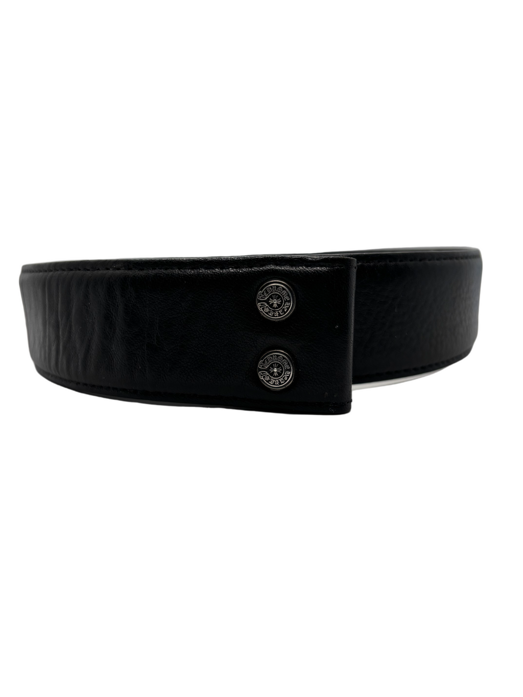 Chrome Hearts Black Leather Belt Strap