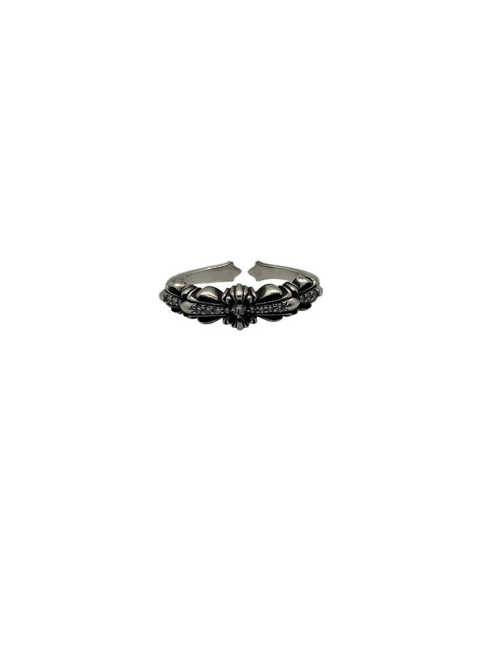 Chrome Hearts Diamond Paved Tiny Double Floral Ring